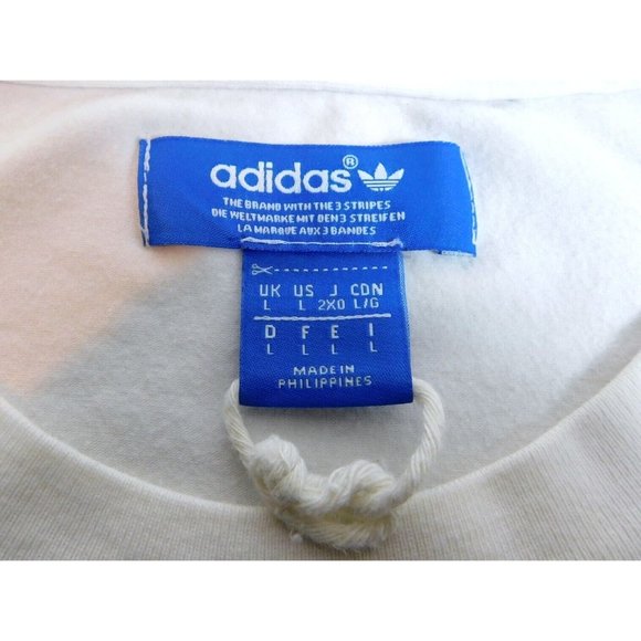 Mens Adidas T-shirt Trefoil Logo Size Large Gray White Cotton Blend - Picture 6 of 6